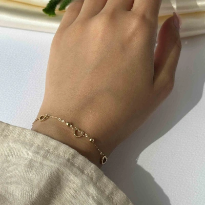 دستبند طلا زنانه مینیمال طرح قلب کد GD0126