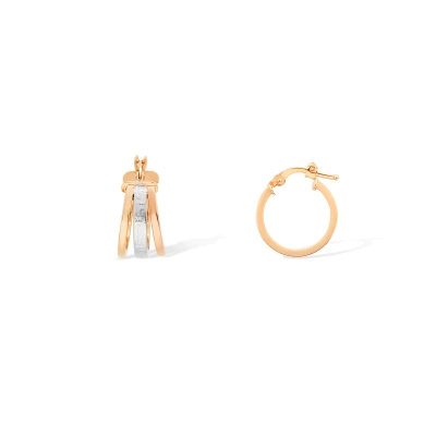 گوشواره طلا زنانه حلقه ای سه رج طرح ورساچه کد GE0011