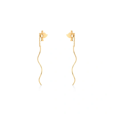 گوشواره طلا بخیه‌ای طرح پرنده GE0284