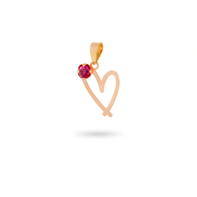 آویز گردنبند طلا زنانه طرح قلب نگین دار کد 8