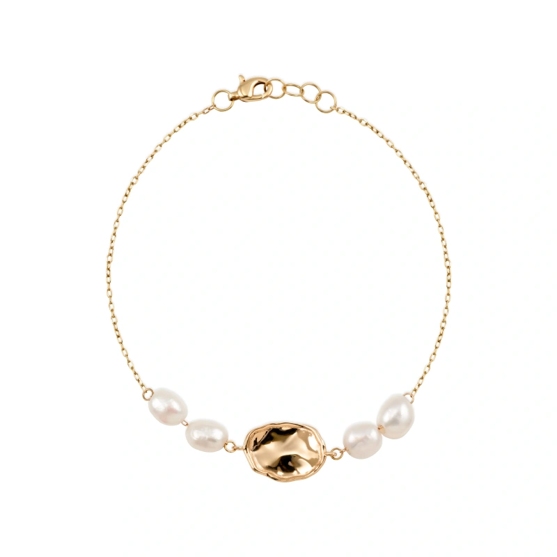 دستبند طلا طرح مرواریدی GD0491