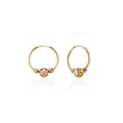 گوشواره طلا بچگانه حلقه ای طرح گوی کد GE0170