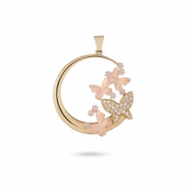 آویز گردنبند طلا زنانه طرح پروانه کد 3