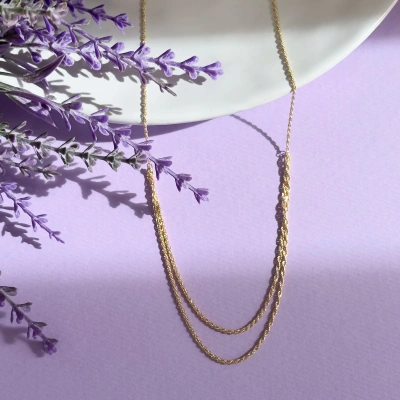 گردنبند طلا زنانه طرح طنابی دوبل