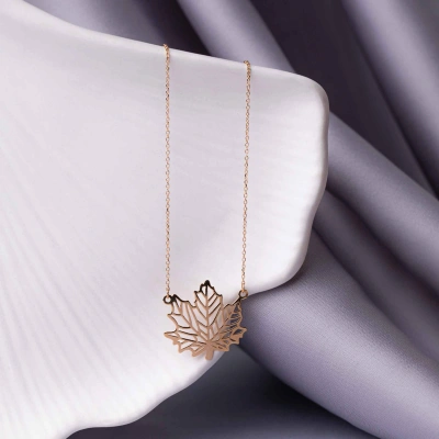 گردنبند طلا زنانه طوق طرح برگ 