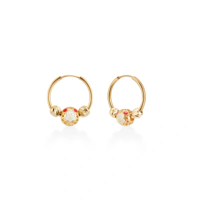 گوشواره طلا بچگانه حلقه ای طرح گوی کد GE0168