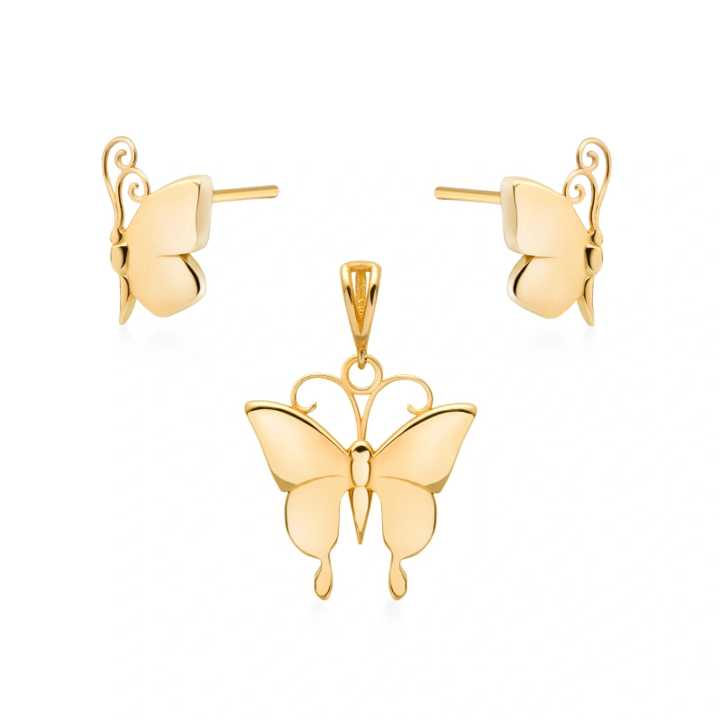 نیم ست طلا زنانه مینیمال طرح پروانه کلاسیک