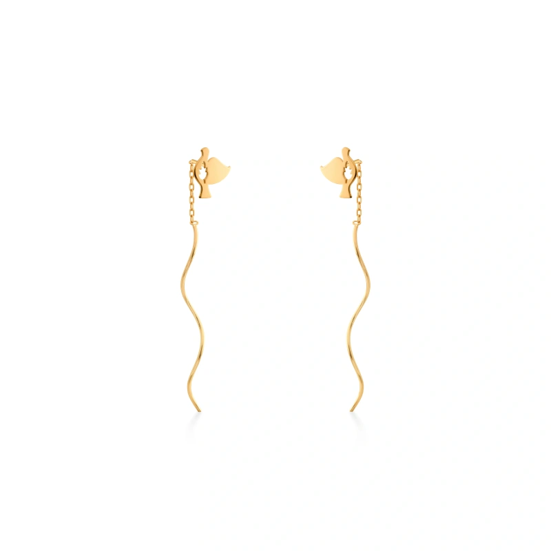 گوشواره طلا بخیه‌ای طرح پرنده GE0284