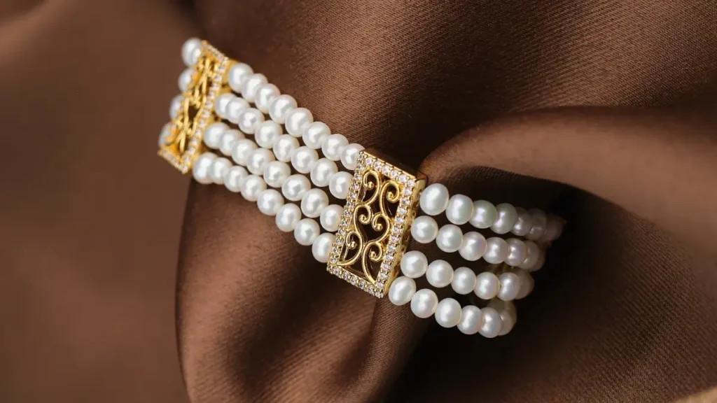 دستبند طلا و مروارید